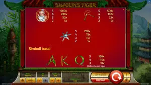 pagamenti Shaolin's Tiger